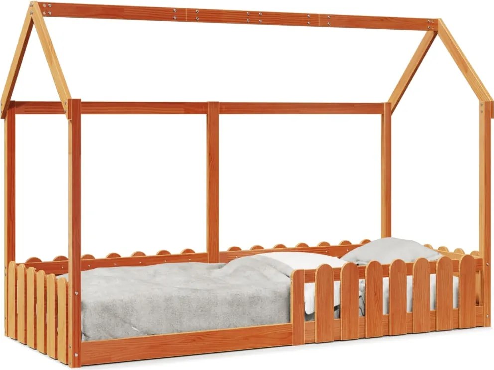 vidaXL Cadru pat de copii, maro ceruit, 80x200 cm, lemn masiv de pin