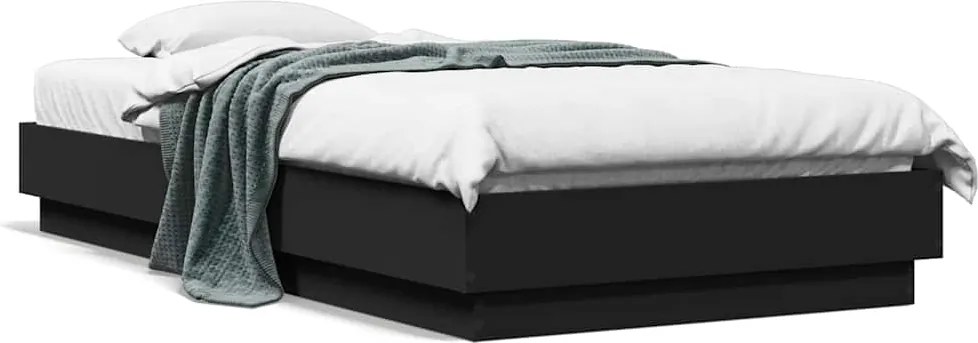 vidaXL Cadru de pat, negru, 90x190 cm, lemn prelucrat