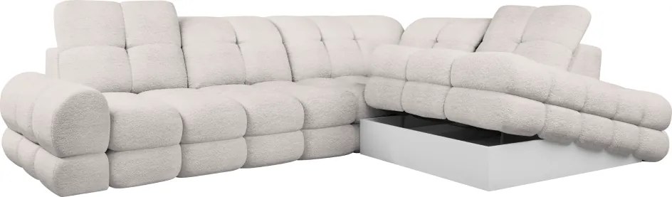Set canapea extensibilă cu funcţie de extensie electrică, crem, pe dreapta, TOLLO L ROH