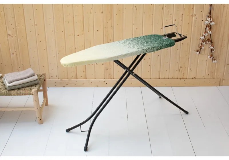 Masa de calcat Brabantia A 1008891, 110x30 cm, 7 pozitii de reglare, Suport fier de calcat, Galben/Verde