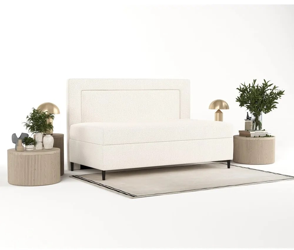 Pat crem tapițat 90x200 cm Alba – Maison de Rêve