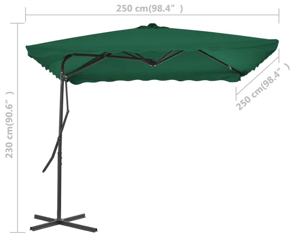Umbrela de soare de exterior, stalp din otel, verde, 250x250 cm Lysegronn