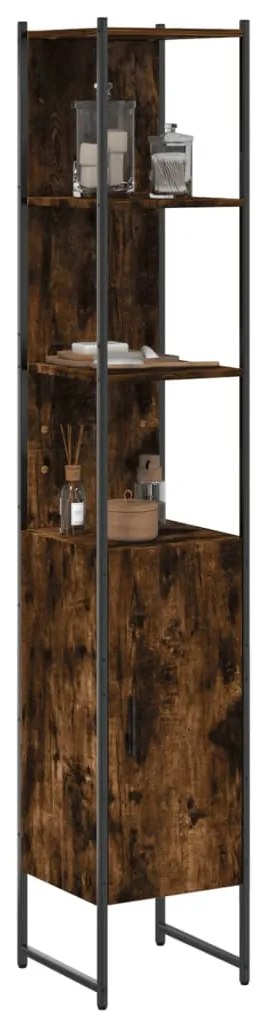 vidaXL Dulap de baie, stejar afumat, 33x33x185,5 cm, lemn prelucrat