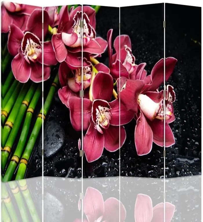 CARO Paravan - Bordeaux Orchid | cinci păr?i | reversibil 180x150 cm