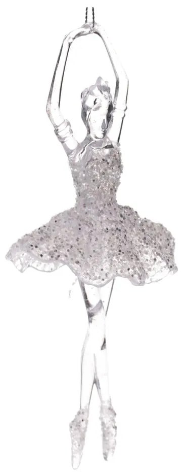 Decorațiune de agățat pentru bradul de Crăciun Dakls Ballerina, înălțime 17 cm, argintiu