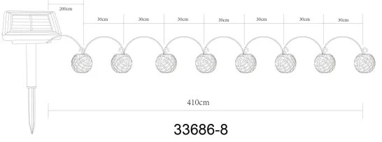 Globo 33686-8 - Șir decorativ solar LED 98xLED/0,1W/3V IP44