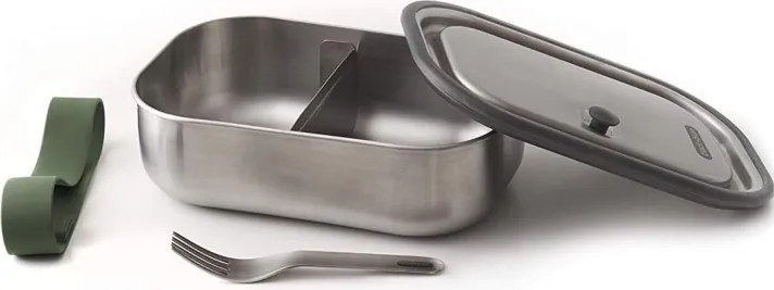 Cutie pentru pranz Black+Blum BAM-SS-L010, 1 L, Dreptunghiulara, Potrivita pentru cuptor, Fara BPA, Otel inoxidabil, Inox/Verde