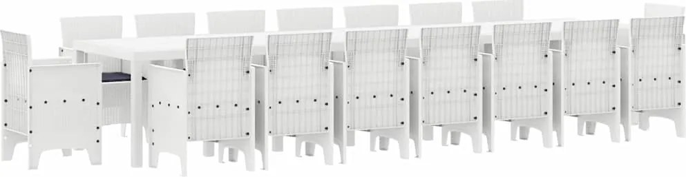 vidaXL Set de masă de grădină cu perne cu pernă 17 pcs Alb PP