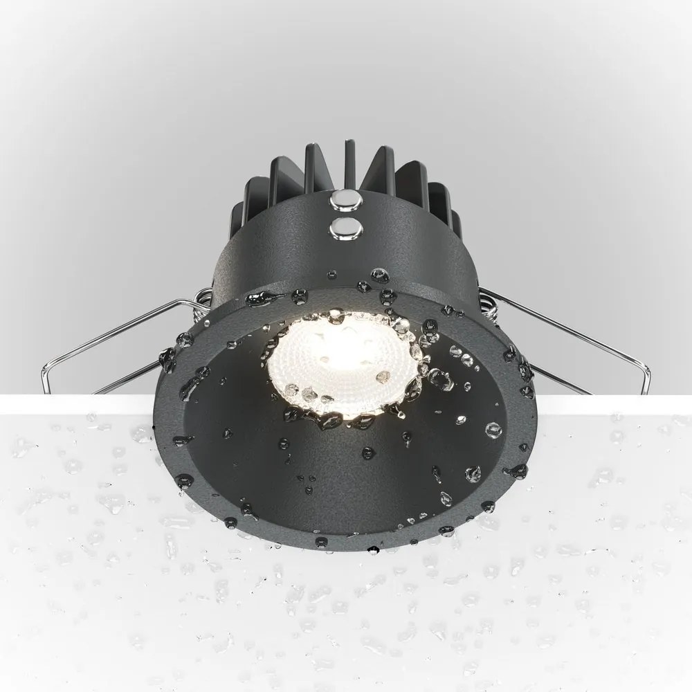 Spot LED incastrabil dimabil pentru baie design tehnic IP65 Zoom negru 4000K