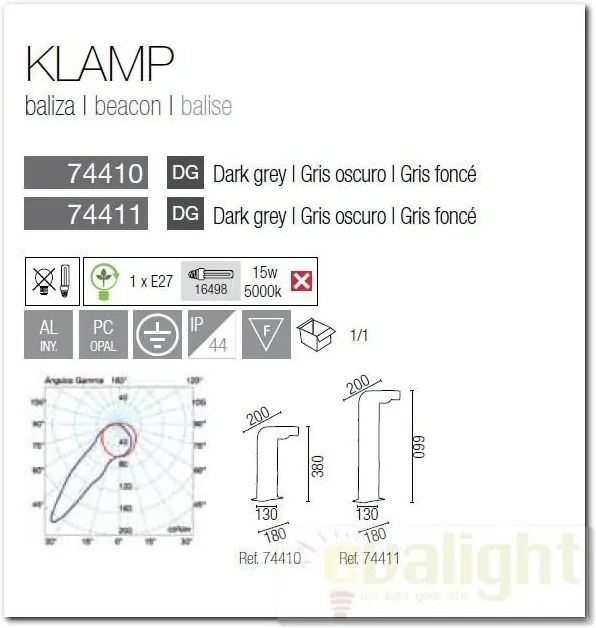 Stalp exterior inaltime 66cm IP44 Klamp 74411