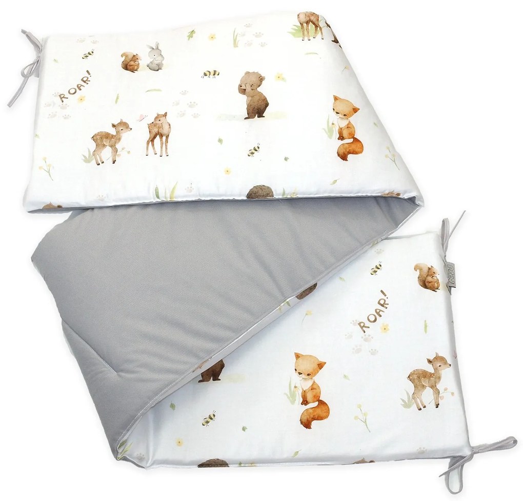 Aparatoare laterala patut, 2 fete, Roar!, velvet gri, 180 x 35 cm