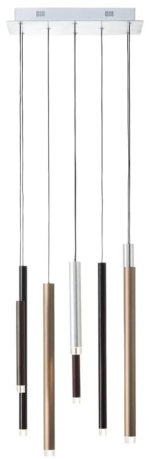 Brilliant - LED CEMBALO, lustră suspendată pe cablu, cu reglare a intensității, LED 32W, 230V, crom/negru/maro