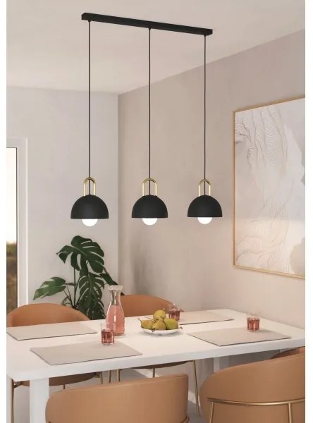 Lustră pe cablu CALMANERA 3xE27/40W/230V neagră Eglo 99694