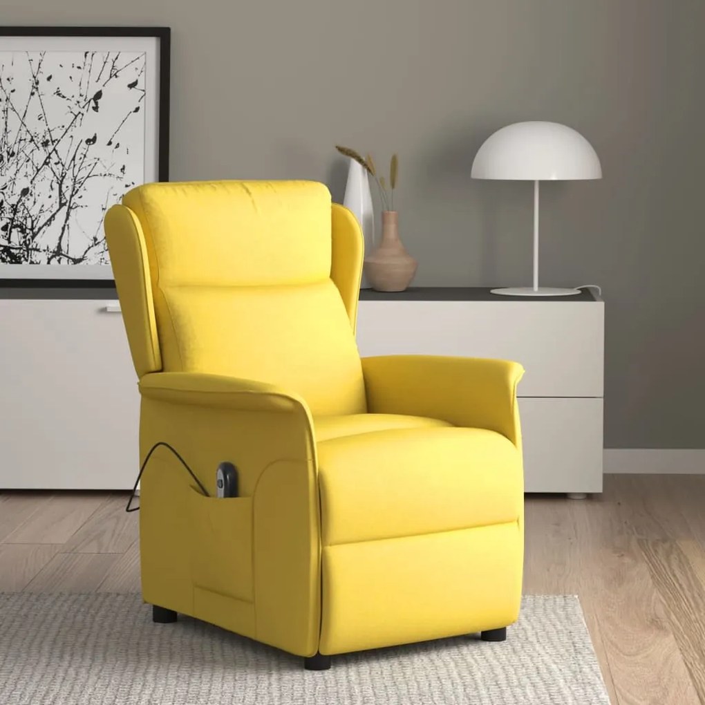 3124674 vidaXL Fotoliu rabatabil electric, galben închis, material textil