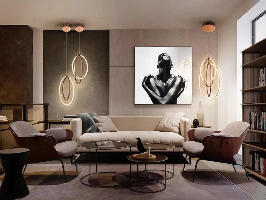 Pendul LED design ultra-modern Ocellis auriu roze SV-814263