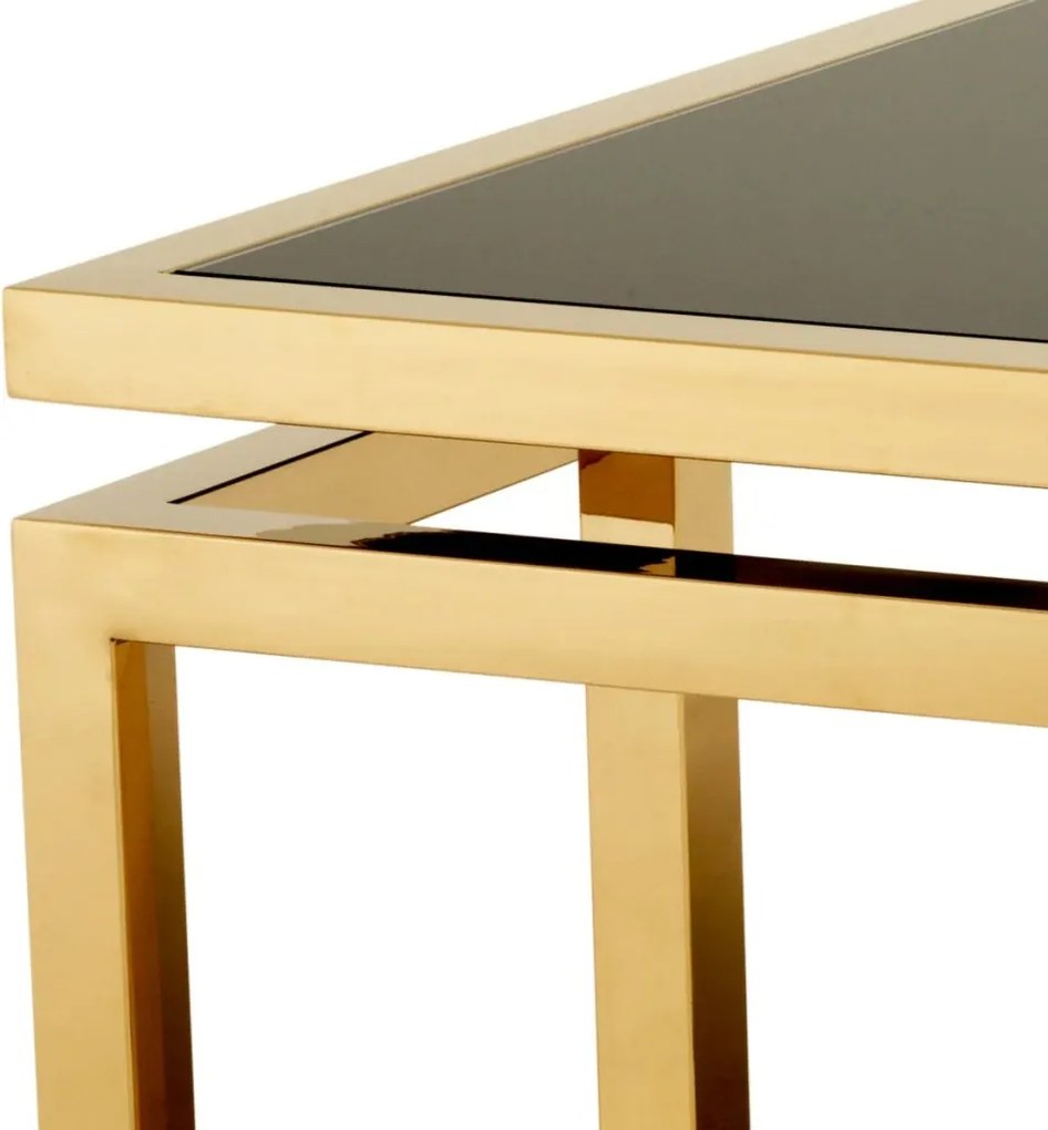 Masuta de cafea LUX design modern cu blat din sticla neagra Table Palmer 109992 HZ