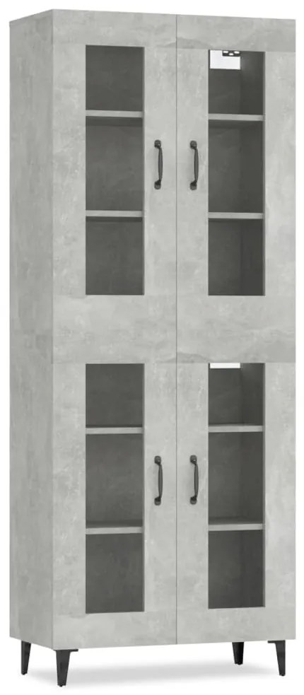 3114839 vidaXL Dulap înalt, gri beton, 69,5x34x180, lemn compozit