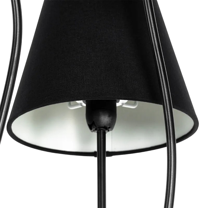 Lampa de podea de design neagră cu abajururi din stofă 5 lumini - Melis