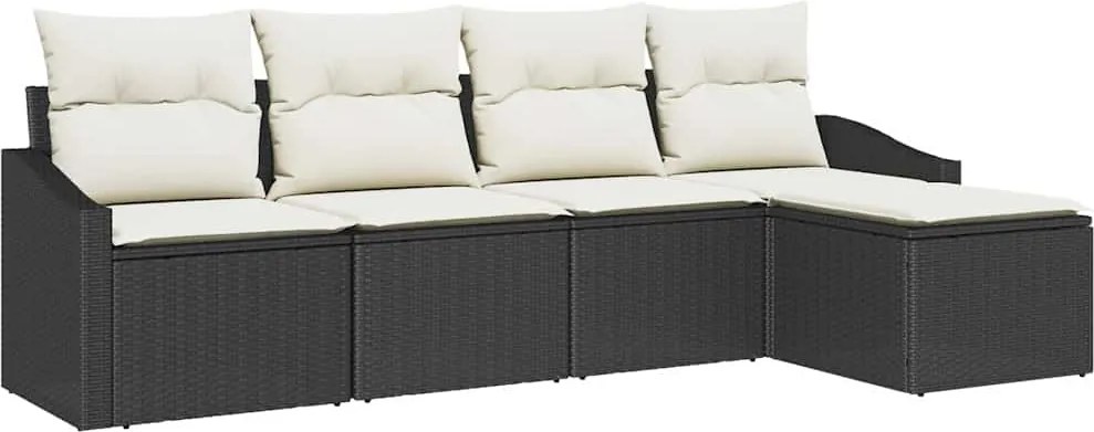 vidaXL Set de canapea cu pernă 6 pcs Negru poliratan