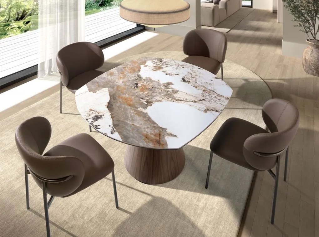 Scaun modern design italian, Piele Sintetica Maro