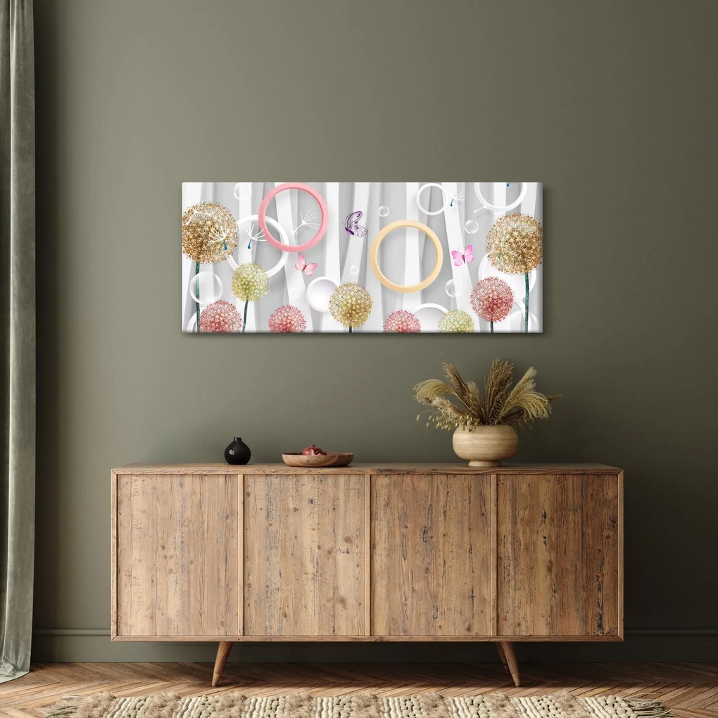 Tablou abstract cu păpădii (120x50 cm)