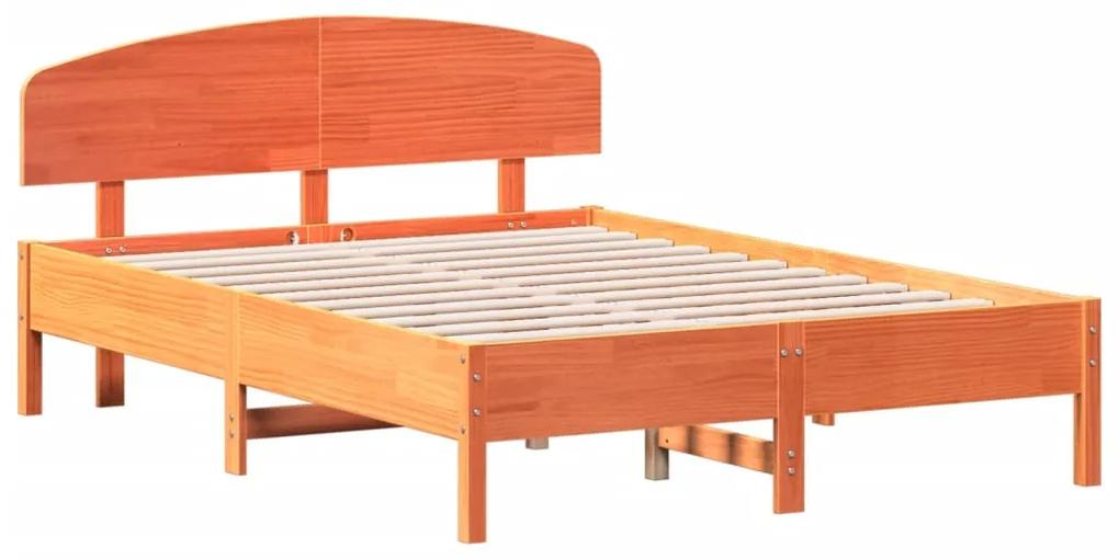 3207228 vidaXL Cadru de pat cu tăblie, maro ceruit, 140x190 cm, lemn masiv pin