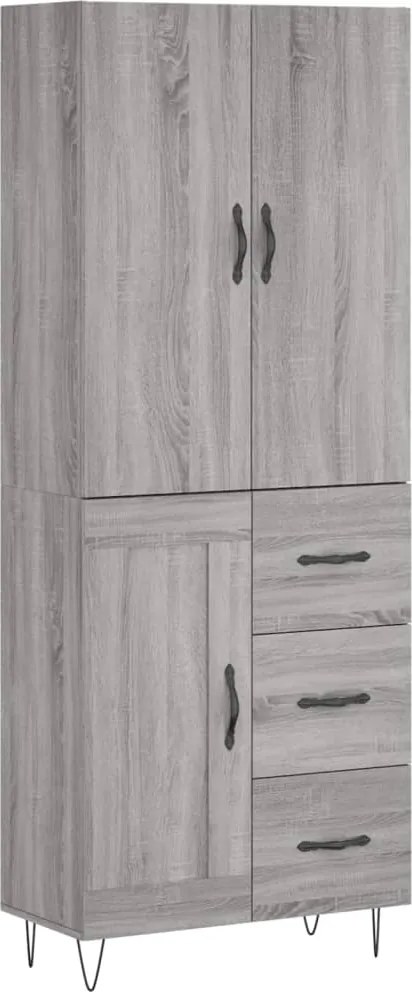 vidaXL Dulap înalt, gri sonoma, 69,5x34x180 cm, lemn compozit