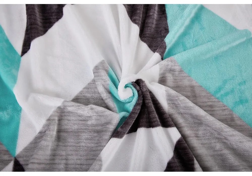 Lenjerie de pat gri/turcoaz din micropluș/cocolino pentru pat de o persoană 140x200 cm Abstract – My House