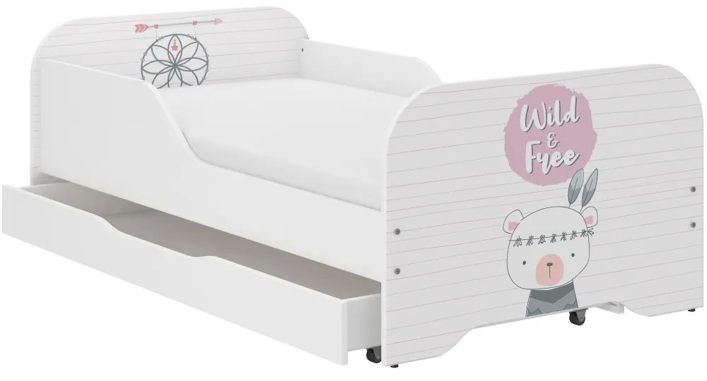 Pat frumos pentru copii, cu ursuleț drăguț de pluș 140 x 70 cm