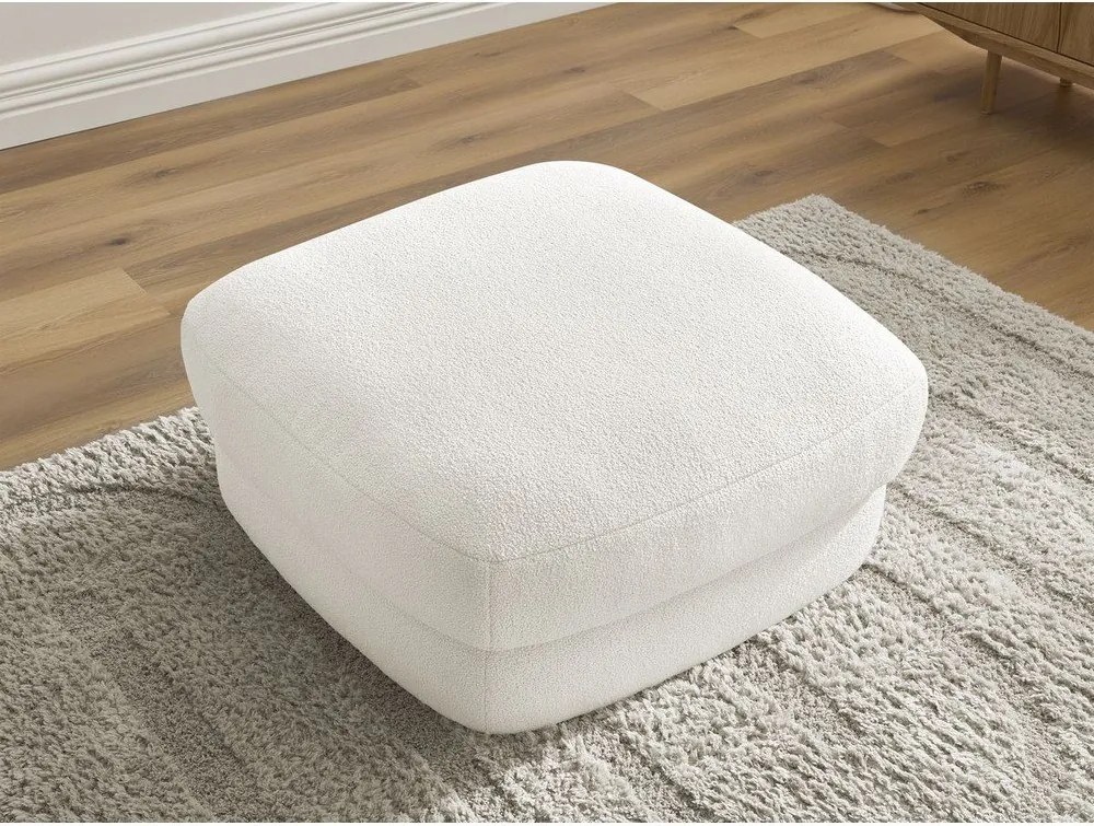 Taburet alb cu tapițerie din țesătură bouclé Leonore – Bobochic Paris