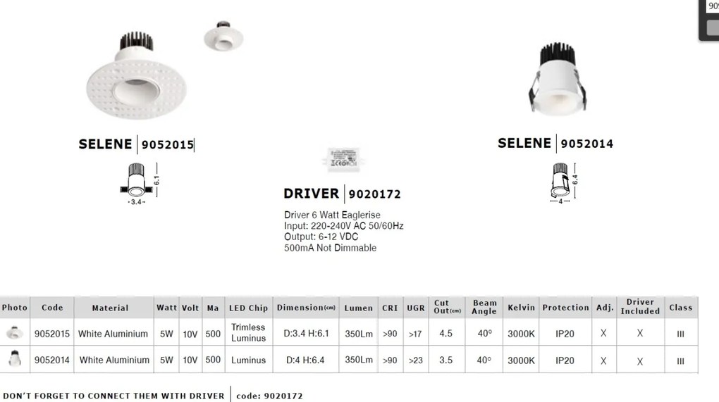 Spot LED incastrabil tavan fals / plafon SELENE alb