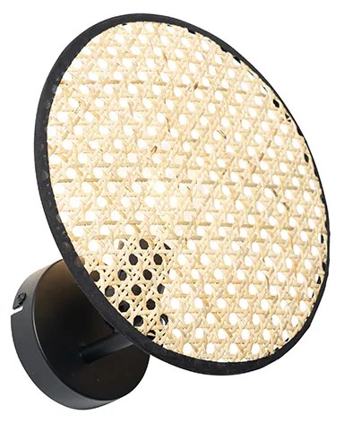 Aplică rustică neagră cu ratan 25 cm - Kata