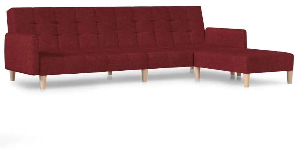 3080555 vidaXL Canapea extensibilă cu 2 locuri şi taburet, roșu vin, textil