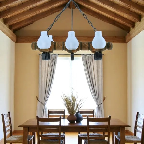 Lustră pe lanț Brilagi RUSTIC 6xE14/40W/230V fag