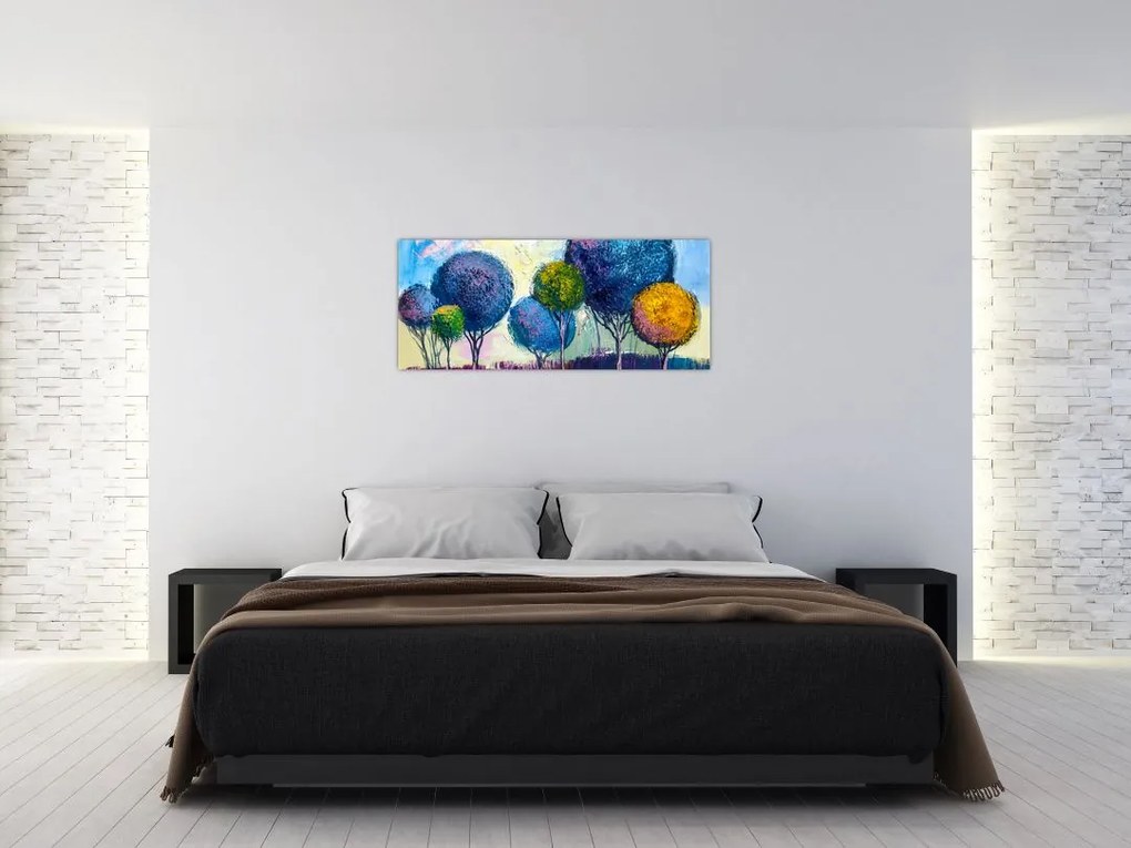 Tablou - Copaci, pictură în ulei (120x50 cm)