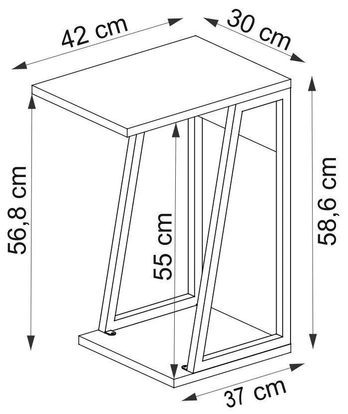 Măsuță laterală Nidupe 3 (stejar zafir + alb) . 1094764