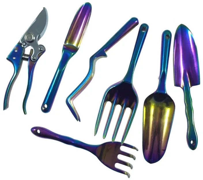 Set de unelte de grădină - 7 buc + foarfecă din aluminiu