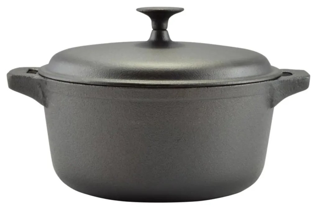 Oală din fontă brută cu capac 32 cm, 8L – Perfect Home 15532, pentru gătit în volum mare și distribuție uniformă a căldurii