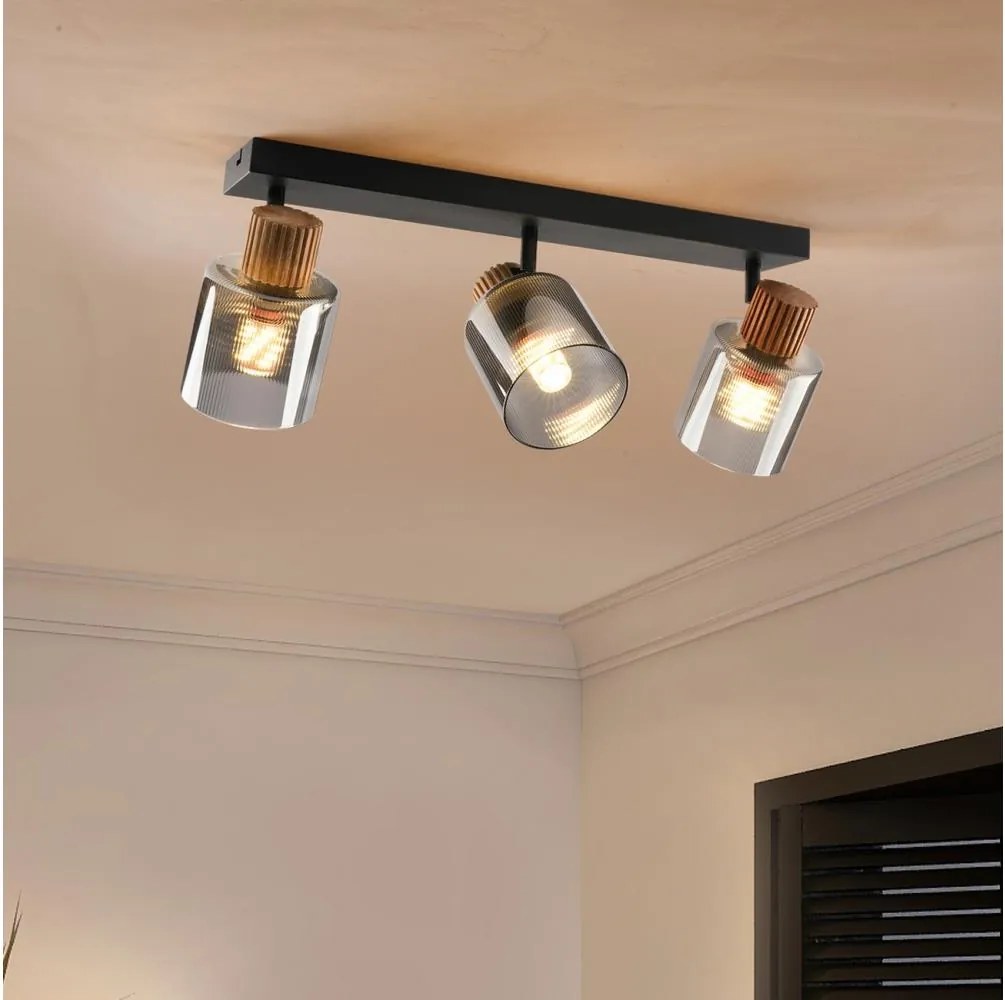 Brilagi - Plafonieră cu spoturi HYGGE 3xE14/15W/230V negru/fumuriu