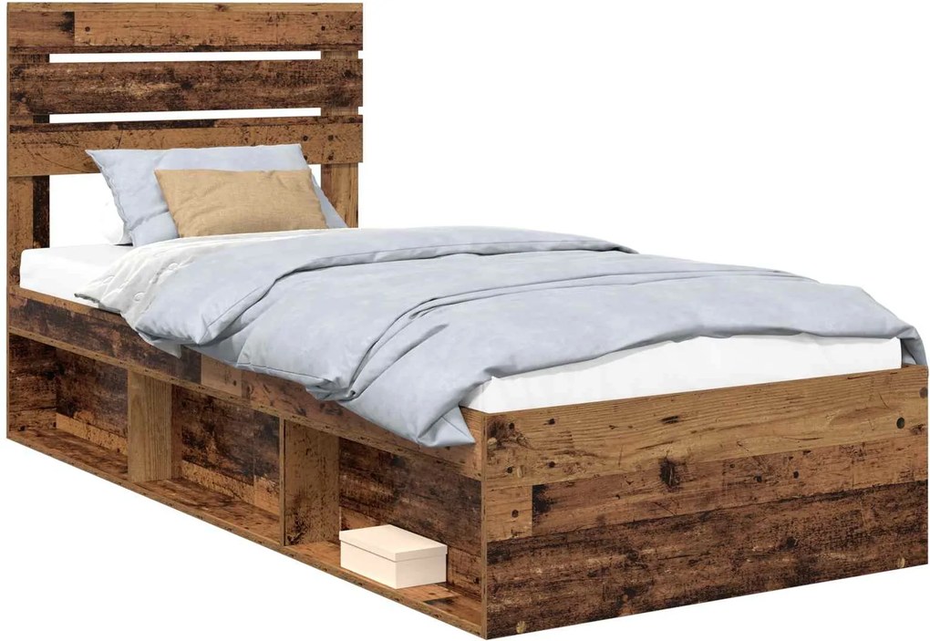 vidaXL Cadru de pat Lemn vechi 90 x 190 cm Lemn de pin masiv