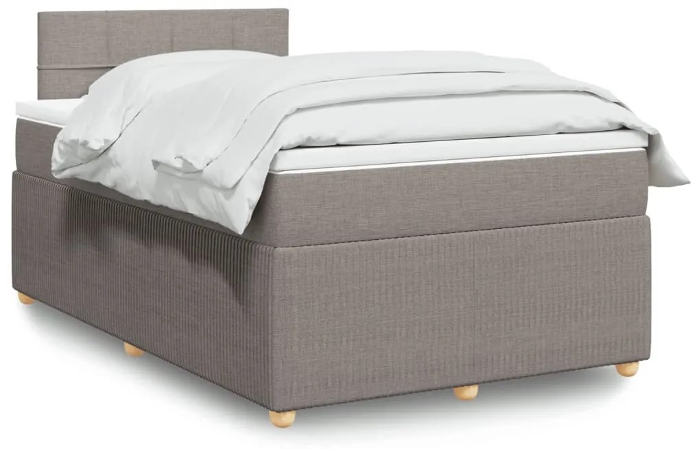 vidaXL Pat box spring cu saltea, gri taupe, 120x200 cm, textil