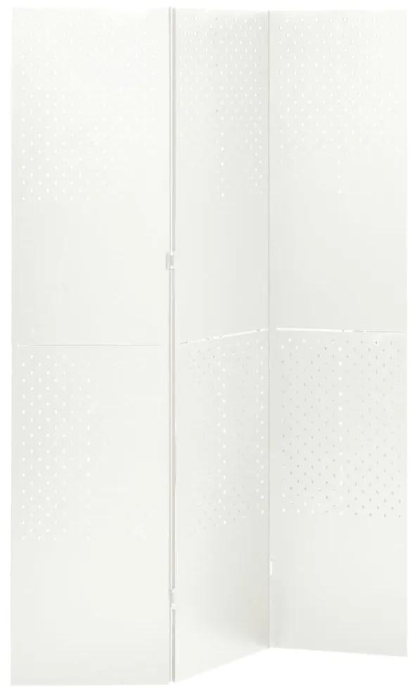 Paravan de camera cu 3 panouri, alb, 120x180 cm, otel