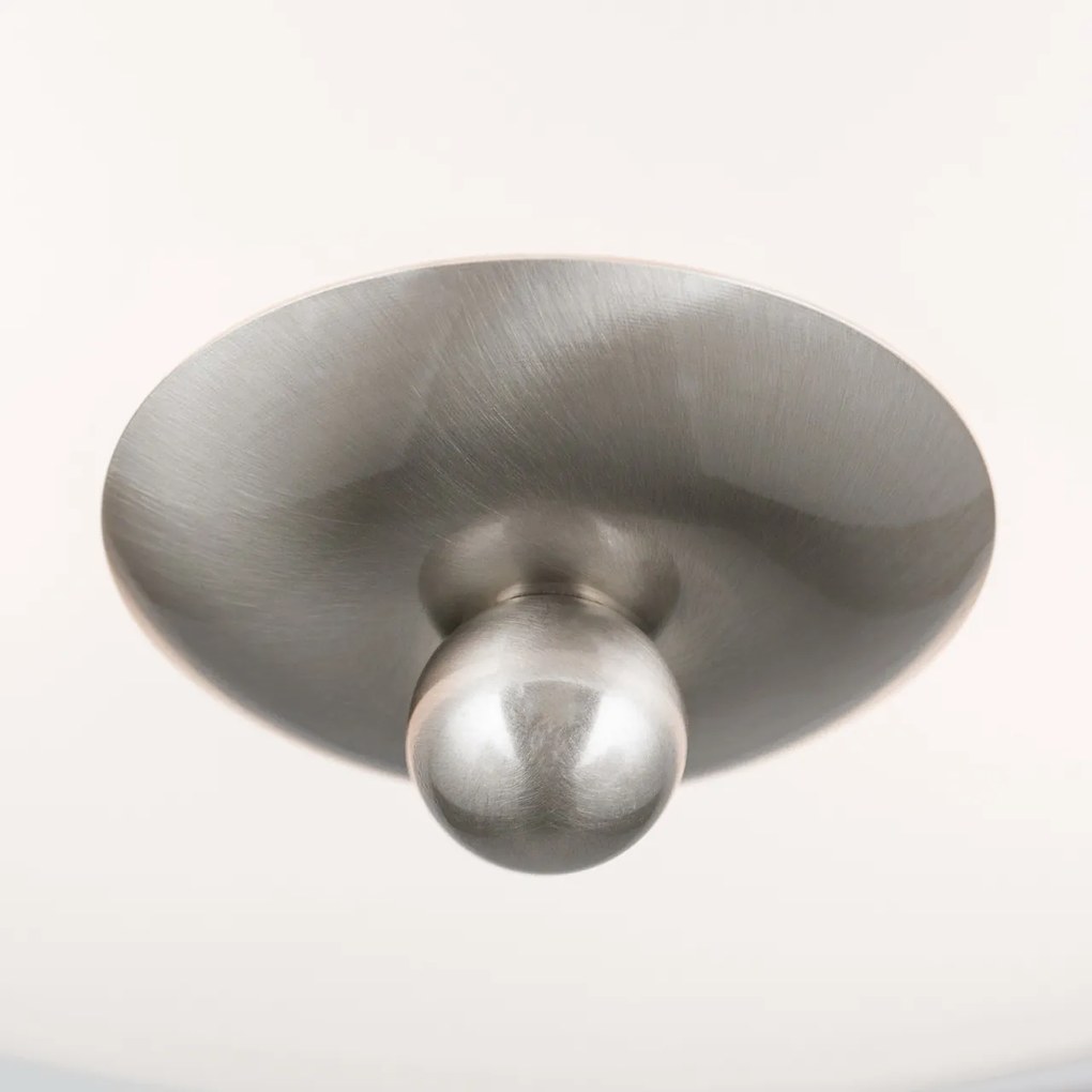 Plafoniera clasica Landhaus 28cm crom satin/ sticla opal decor albastru