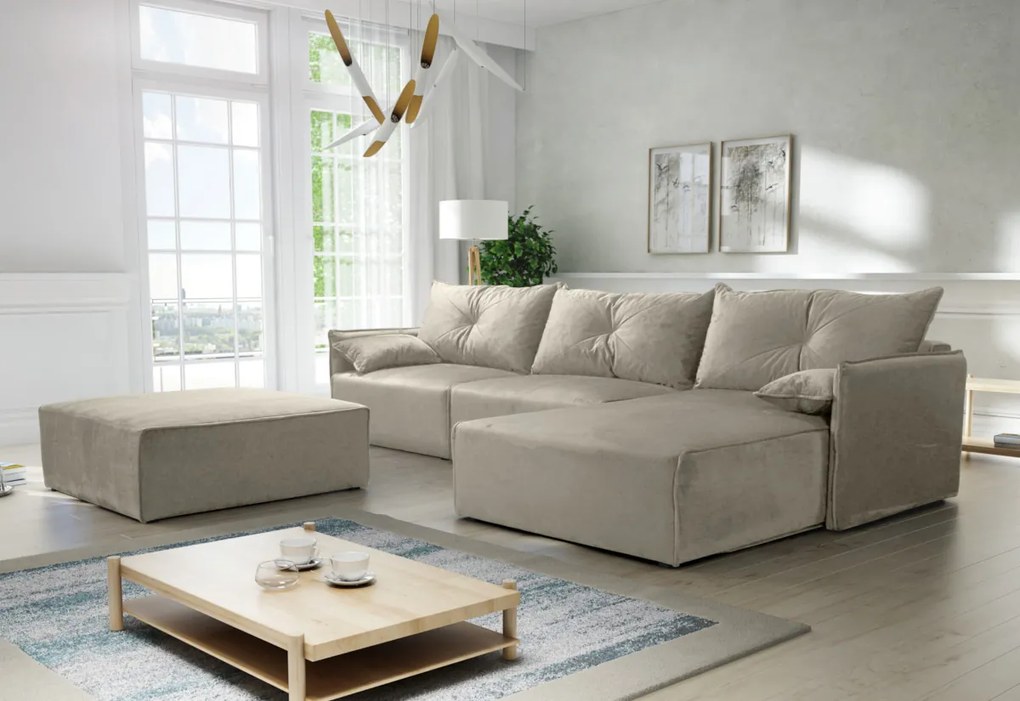 Supermobel Canapea extensibilă de colț LEON + taburet, 318x85x179, royal 14, stanga