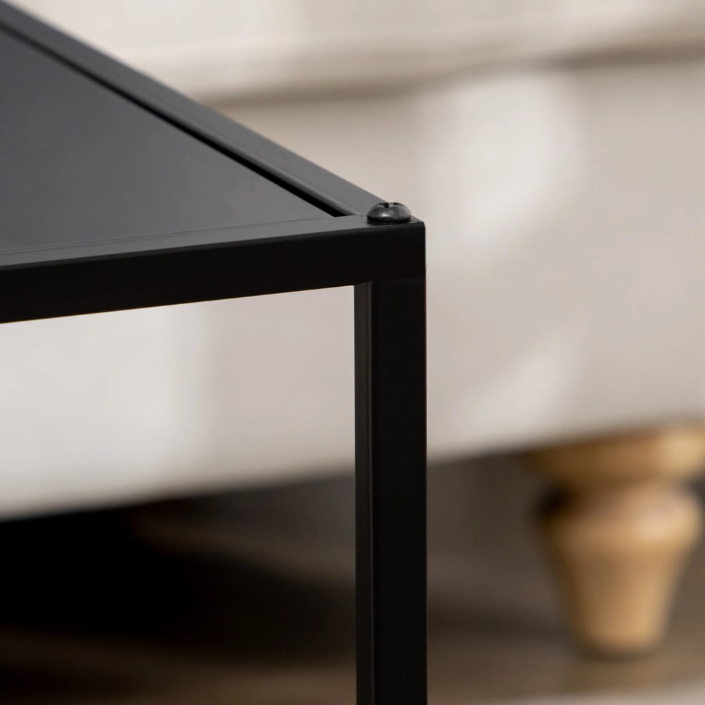 HOMCOM Set de 2 masute de cafea patrate stivuibile, masute laterale si de living din otel, alb | Aosom Romania