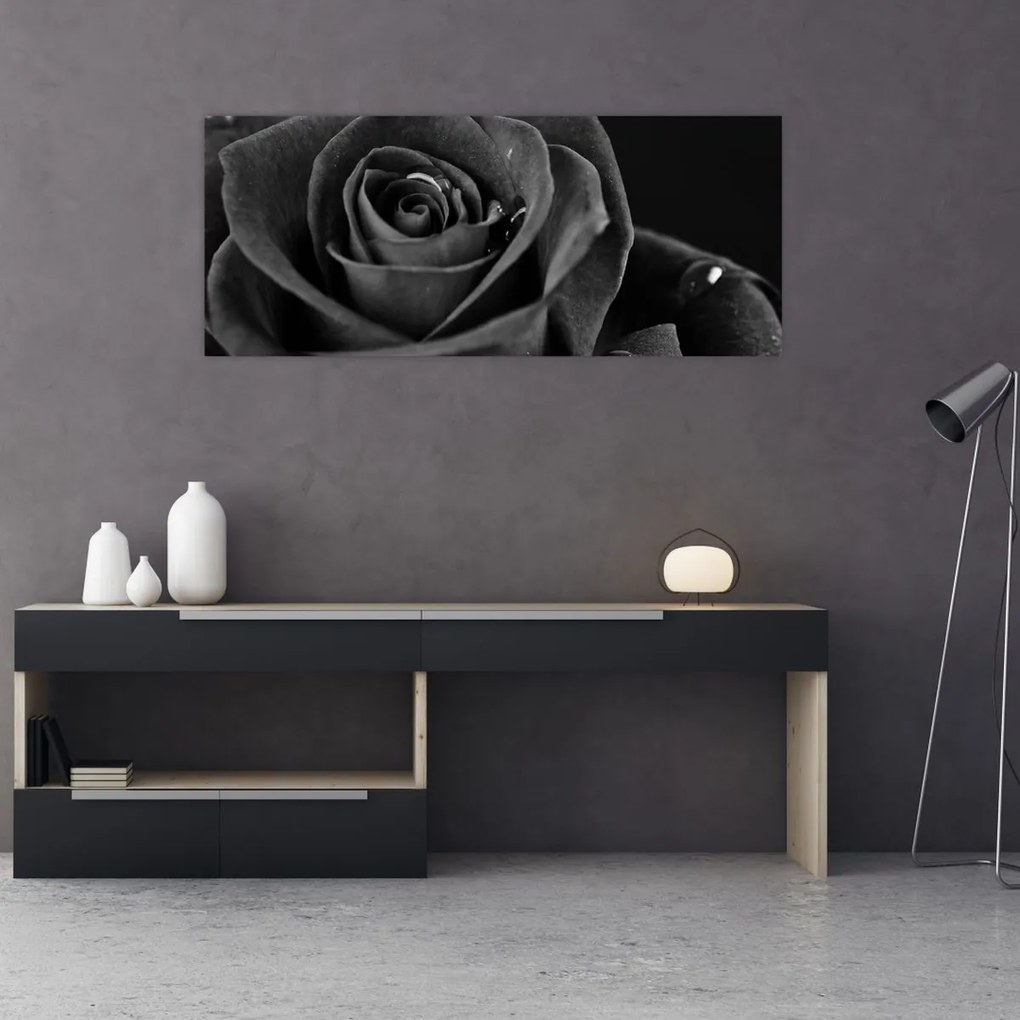 Tablou - Trandafir roșu aprins (120x50 cm)
