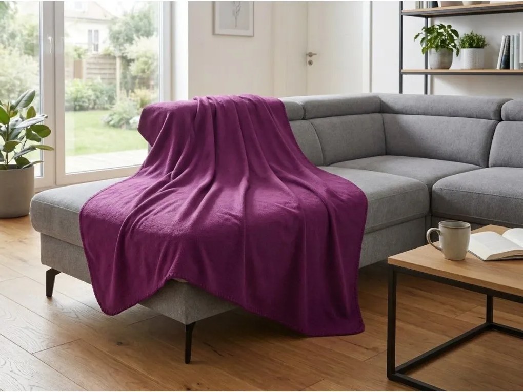 Patura fleece FLEORA, mov Dimensiune: 180 x 200 cm