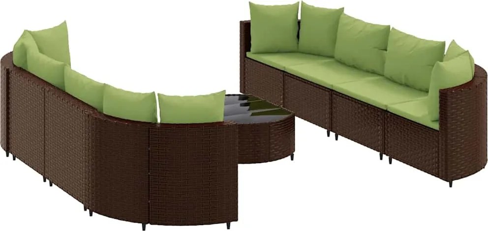 vidaXL Set canapele de grădină cu perne, 9 piese, maro, poliratan