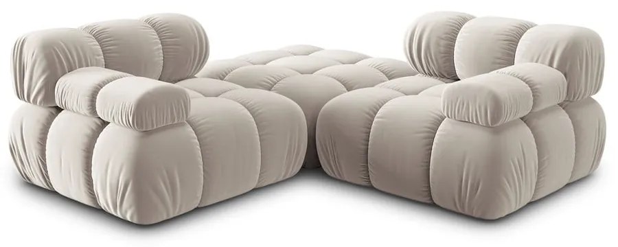 Colțar modular bej cu tapițerie din catifea (cu colț variabil) Bellis – Micadoni