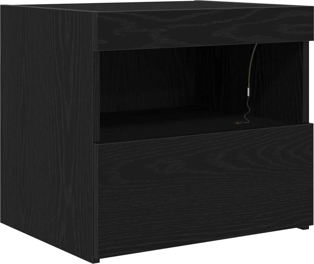 vidaXL Dulap de noapte Stejar Negru 50 x 40 x 45 cm Lemn compozit